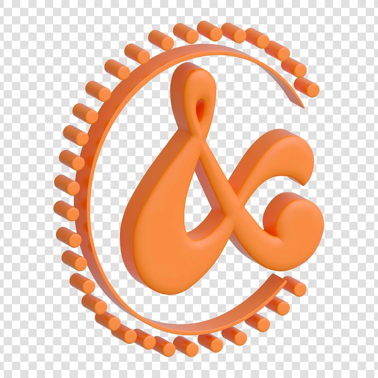 PSD 3d-et-zeichen-symbol mit zahnradähnlichem ring in orange