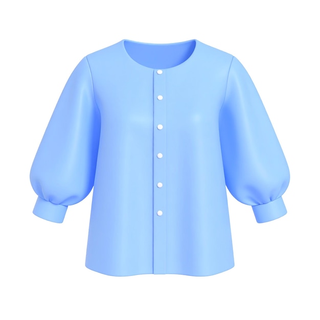 PSD 3d-gerenderte hellblaue bluse mit puffärmeln