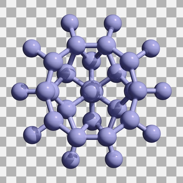 PSD 3d-gerenderte molekularstruktur eines komplexen atomclusters