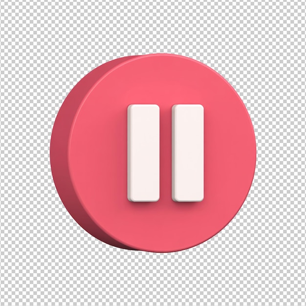 PSD 3d-gerendertes rotes pause-button-symbol