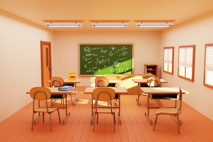 PSD 3d-illustration des schulklassenzimmers