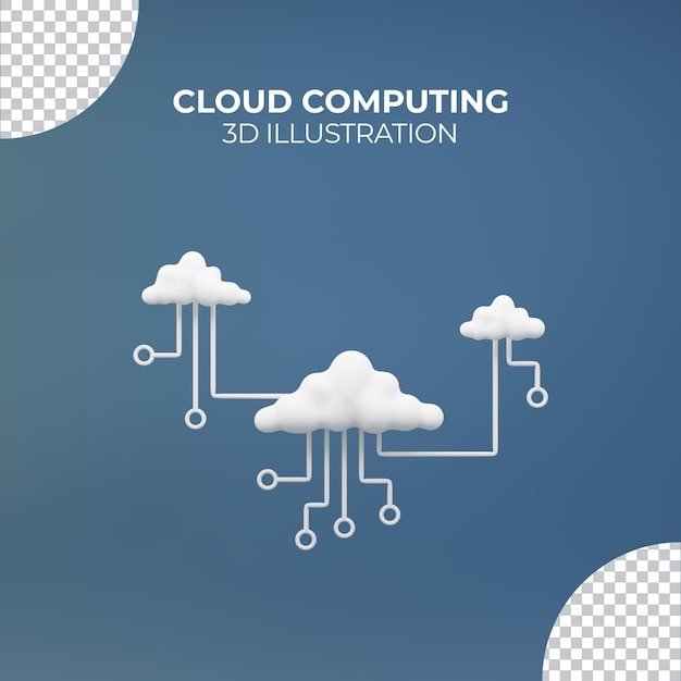 PSD 3d ilustrace cloud computingu