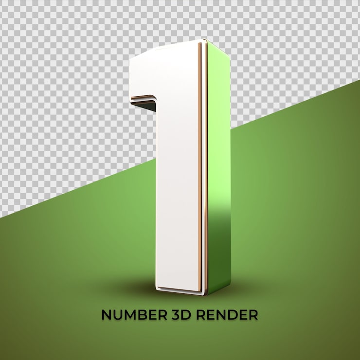 PSD 3d número 1 cores verde branco ouro