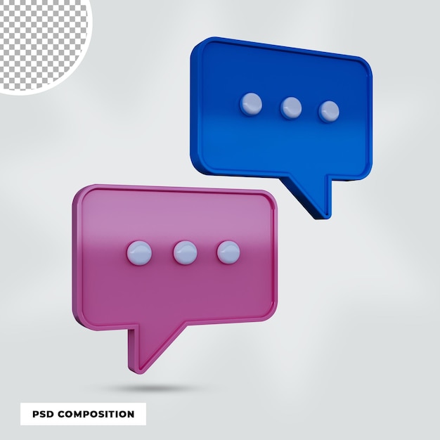PSD 3d render chat bocadillo aislado