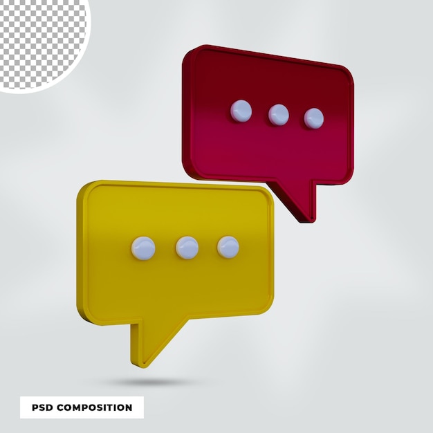 PSD 3d render chat bocadillo aislado
