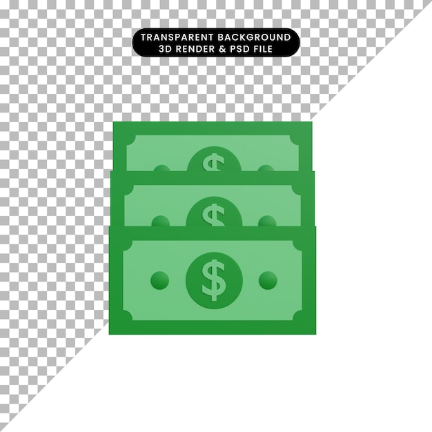PSD 3d render dinero de objeto simple