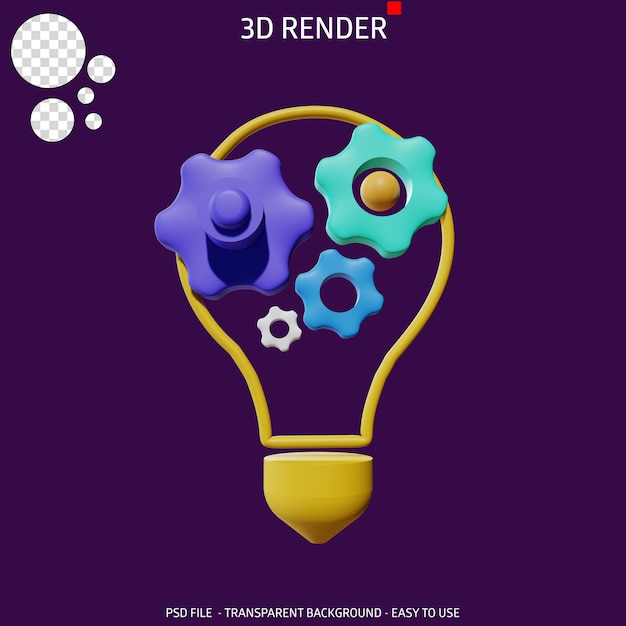 PSD 3d-render-icon-getriebe-idee 4