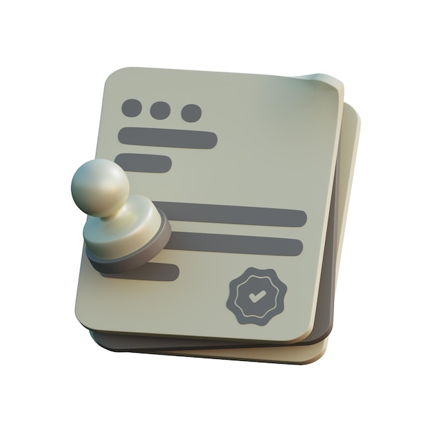 PSD 3d-render-illustration eines dokuments