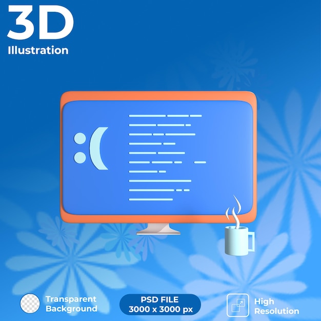 PSD 3d render ui bluescreen vorderansicht