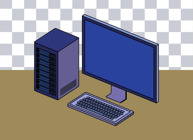 PSD 3d-rendering-computer mit durchsichtigem hintergrund