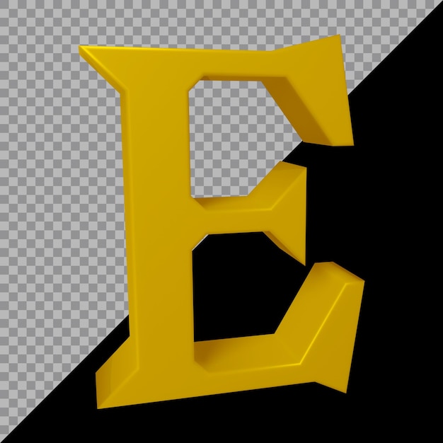 PSD 3d-rendering des alphabetbuchstaben e