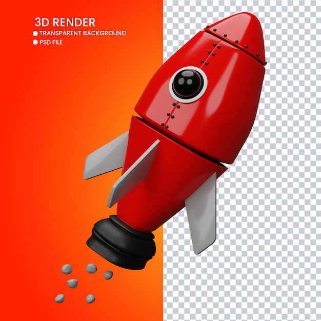 PSD 3d rendering roztomilé rakety