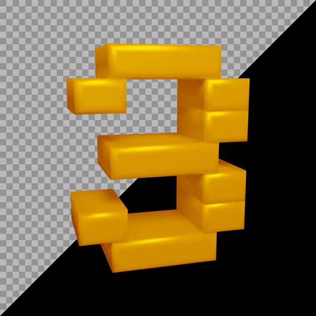 PSD 3d-rendering von nummer 3