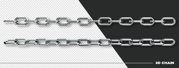 PSD 3d renderizar cadenas de acero y hierro aisladas para composición