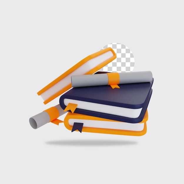 PSD 3d-renderstapel von büchern-symbol