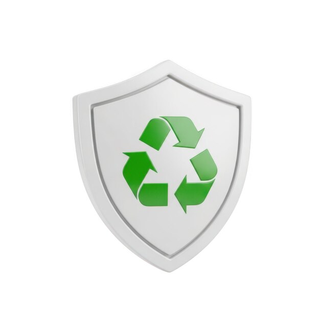 PSD 3d shield with recycling symbol isolated