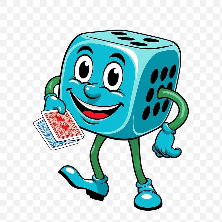 PSD 3d vectorstyle dice personaje de dibujos animados con personalidad lúdica