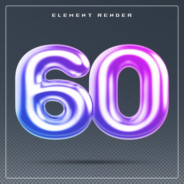 PSD 60 gradiente numérico renderizado en 3d