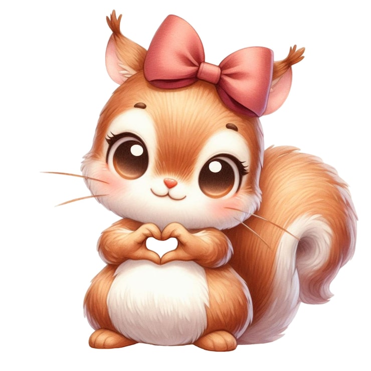 PSD la adorable ardilla con las manos del corazón