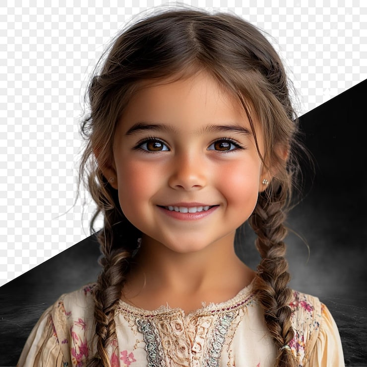 PSD la adorable niña con trenzas