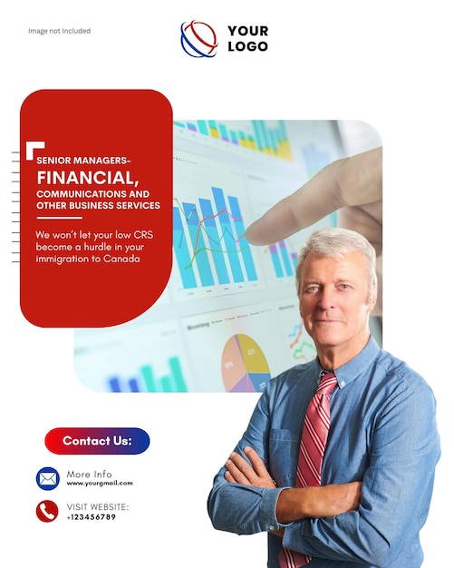 PSD affiche de solutions d'entreprise en conseil financier
