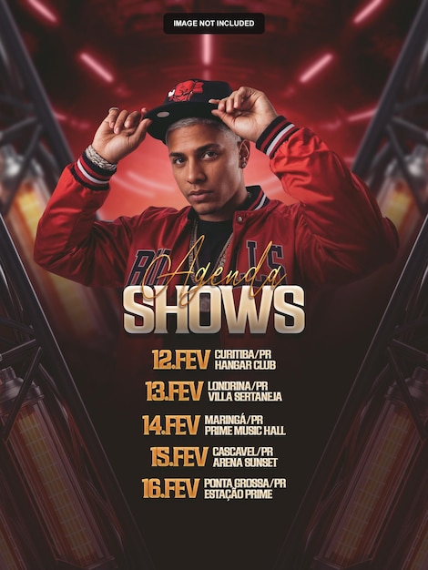 PSD agenda da turnê de shows do artista e datas de apresentação