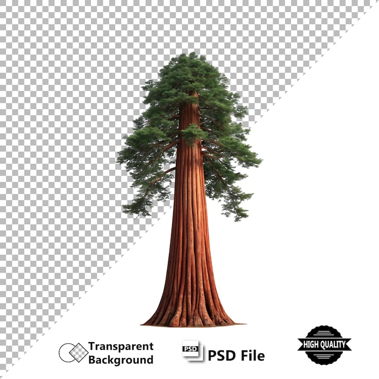 PSD albero di sequoia gigante con sfondo trasparente