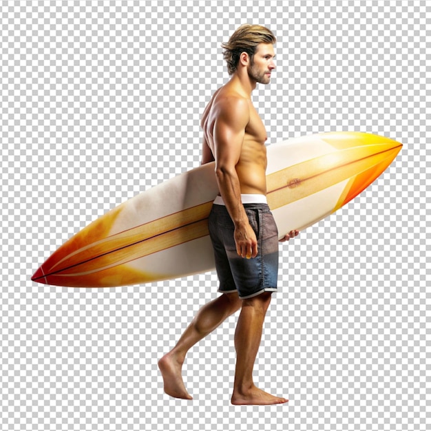 PSD ale surfer con tabla de surf para el verano
