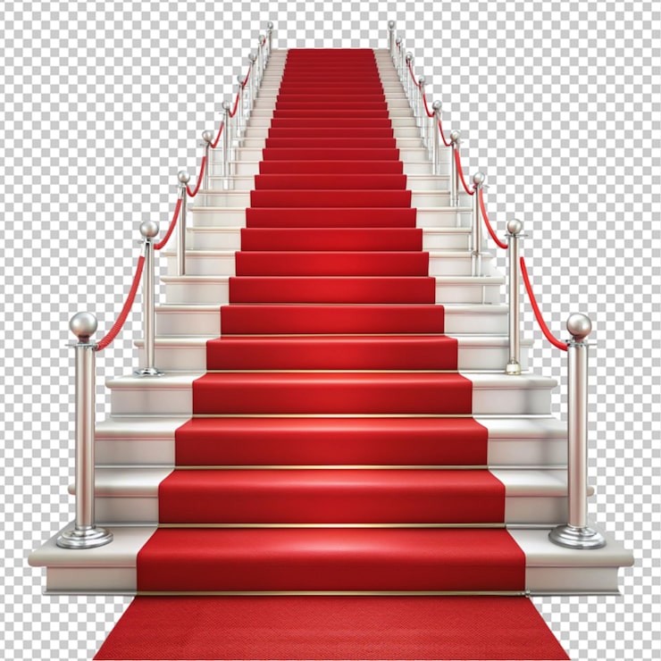 PSD alfombra roja escaleras blancas