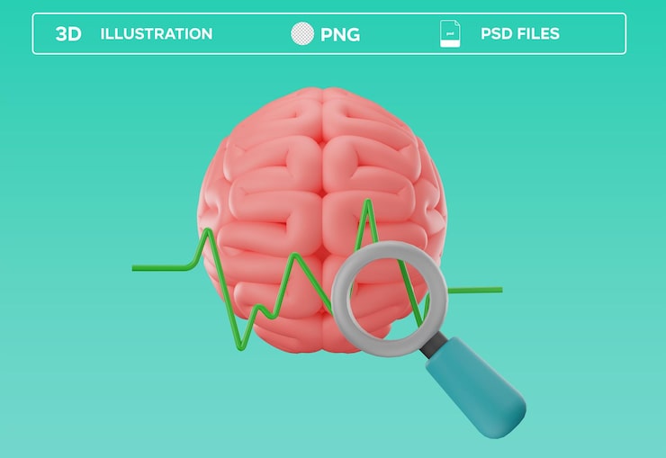 PSD análisis de ondas cerebrales icono 3d transparente