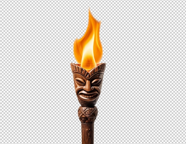 PSD una antorcha de madera con una máscara de madera en ella