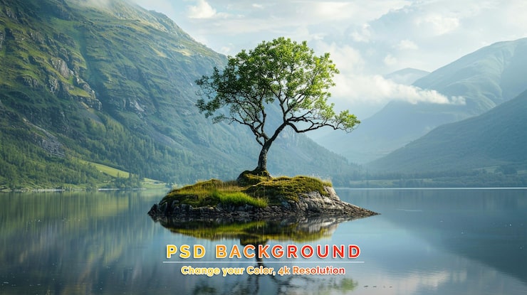 PSD l'arbre solitaire dans le parc national de snowdonia