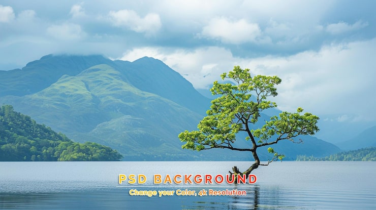 PSD l'arbre solitaire dans le parc national de snowdonia