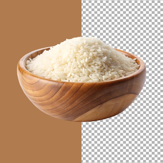 PSD arroz blanco en un cuenco de madera