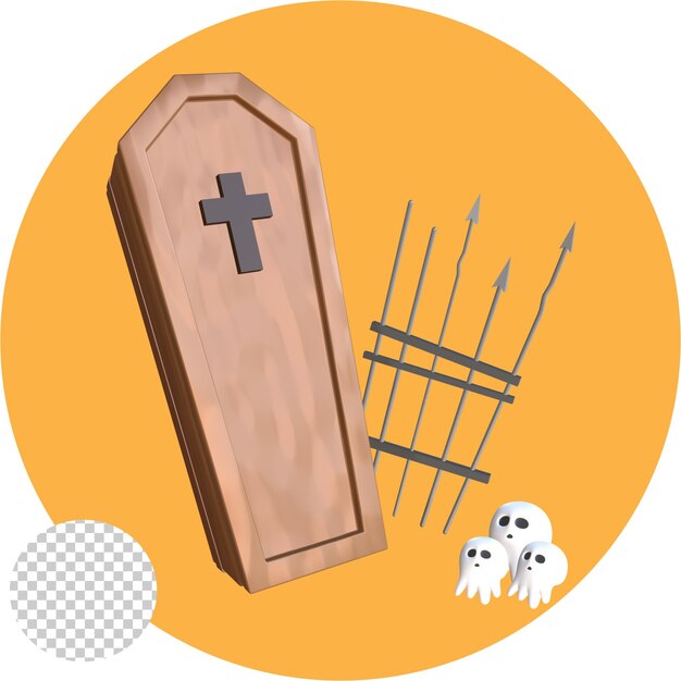 PSD ataúd de ilustración 3d
