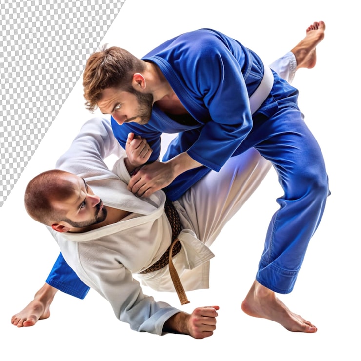 PSD azione di jiu jitsu brasiliano su uno sfondo trasparente