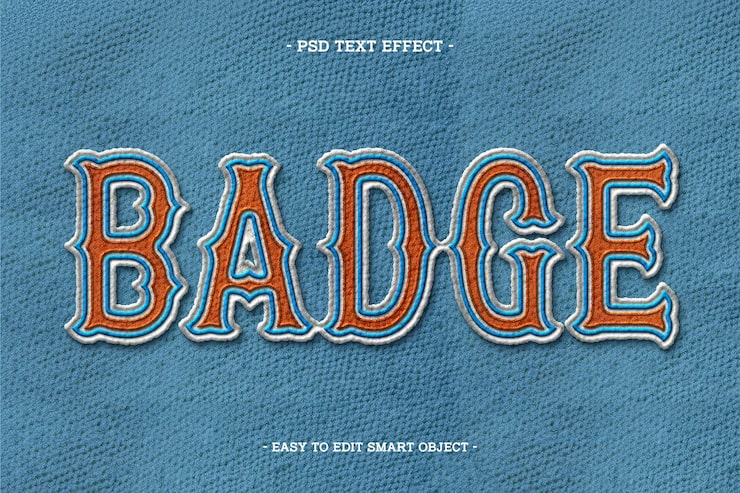 PSD badge on jeans editable text effect