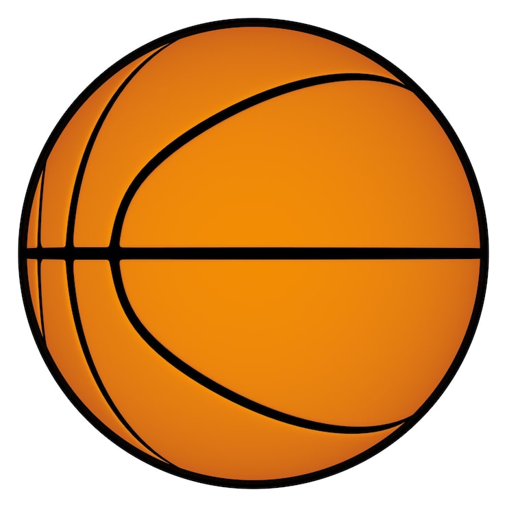 PSD baloncesto naranja con líneas negras, fondo transparente aislado, renderizado 3d