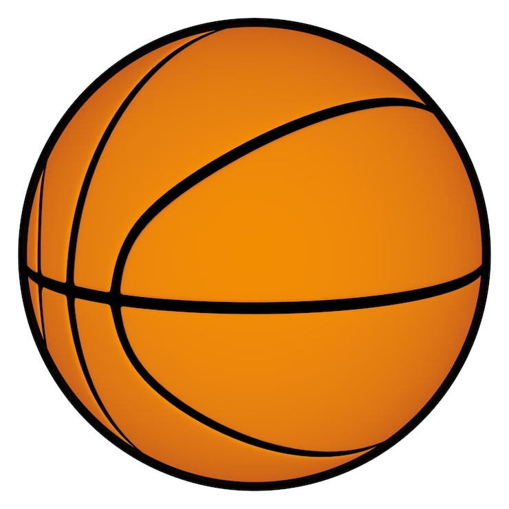 PSD baloncesto naranja con líneas negras, fondo transparente aislado, renderizado 3d