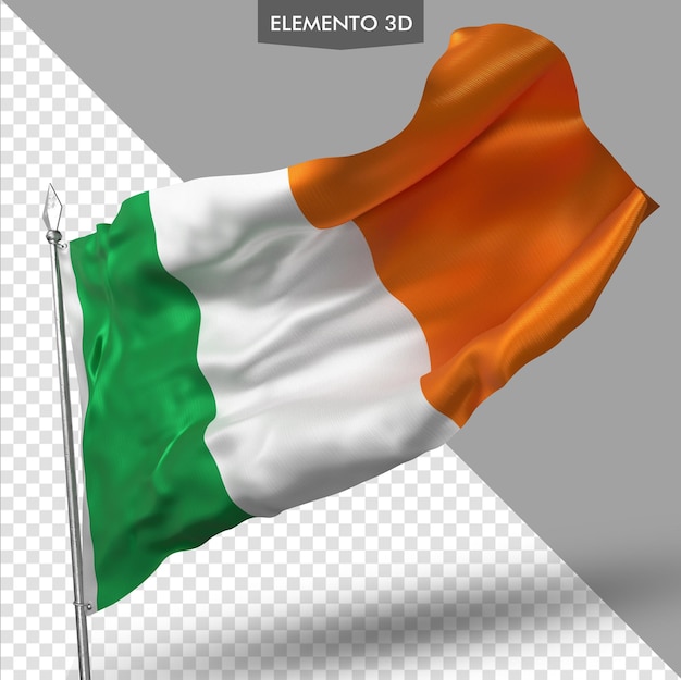 PSD bandera de irlanda premium render 3d