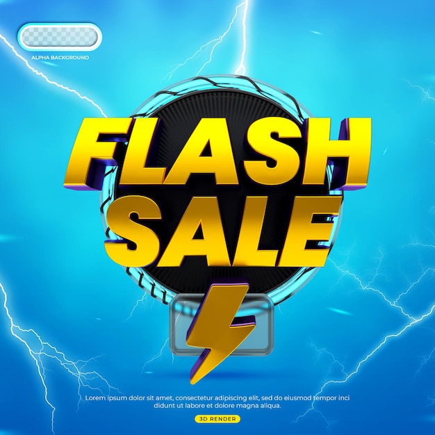 PSD banner di vendita flash 3d render premium psd