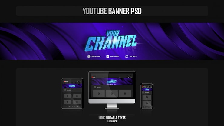 PSD banner para canal do youtube com conceito gamer