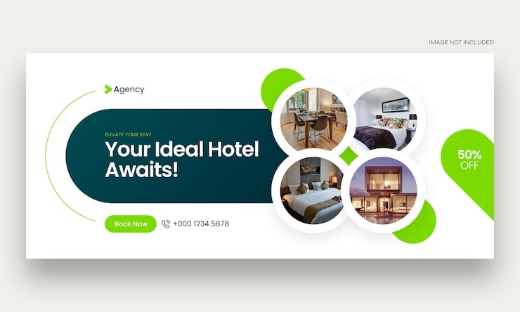 PSD banner web de réservation d'immobilier et d'hôtel ou modèle de couverture facebook pour les médias sociaux