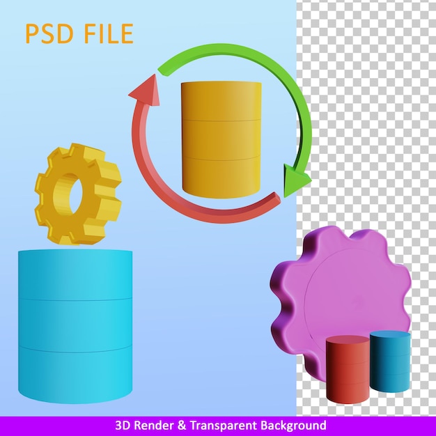 PSD base de datos de ilustración de render 3d