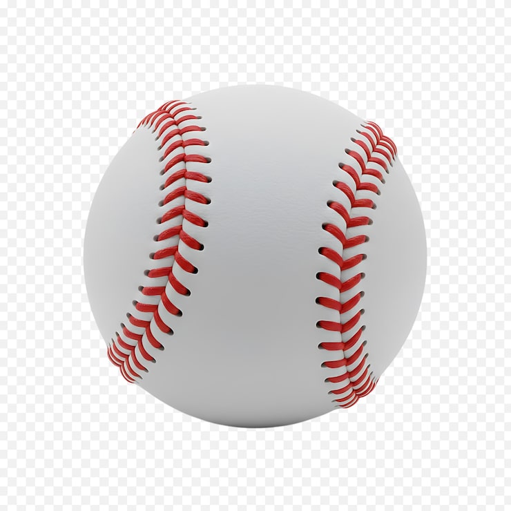 PSD baseball classico con cuciture rosse su sfondo trasparente