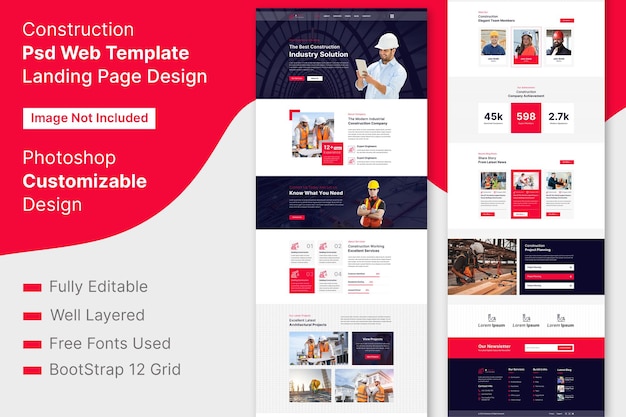 PSD baubranche psd web-vorlage landing-seiten-design