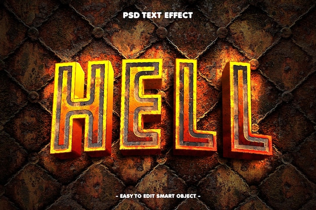 PSD bearbeitbarer text-effekt im burning hell-stil