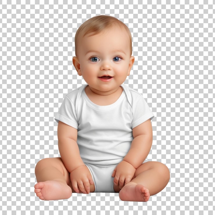 PSD un bebé con una camisa que dice algarve en ella