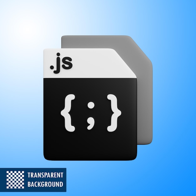 PSD berkas javascript kartun 3d terisolasi