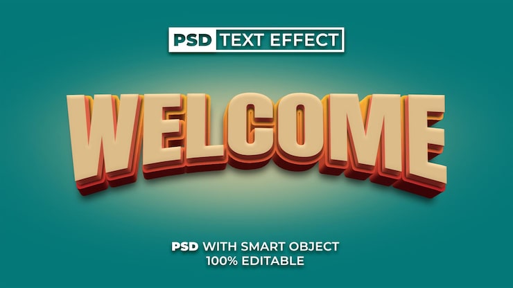 PSD bienvenue effet de texte 3d style incurvé effet de texte modifiable